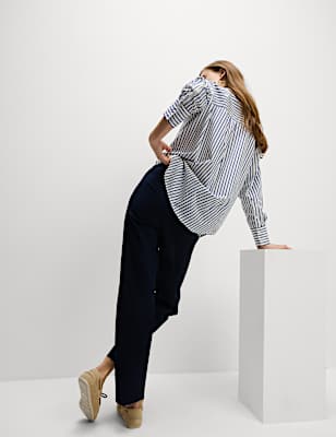 Cotton Rich Straight Leg Ankle Grazer Trousers