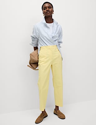 Cotton Rich Straight Leg Ankle Grazer Trousers