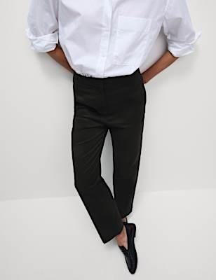 Cotton Rich Straight Leg Ankle Grazer Trousers