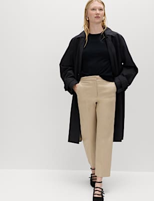 Cotton Rich Straight Leg Ankle Grazer Trousers