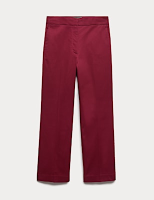 Cotton Rich Straight Leg Ankle Grazer Trousers