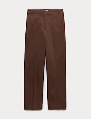 Cotton Rich Straight Leg Ankle Grazer Trousers