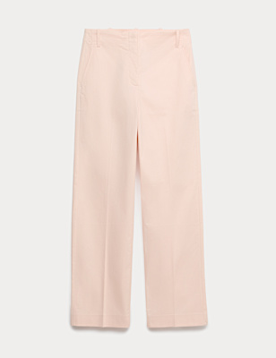 Cotton Rich Straight Leg Ankle Grazer Trousers