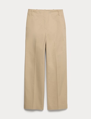 Cotton Rich Straight Leg Ankle Grazer Trousers