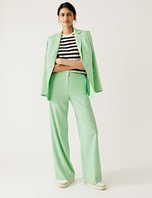 Linen Blend Tailored Single Breasted Blazer