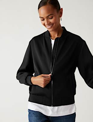 Satin Look Relaxed Bomber Jacket