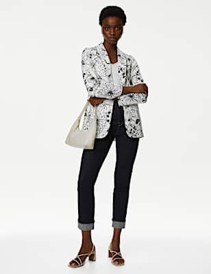 Satin Relaxed Floral Single Breasted Blazer