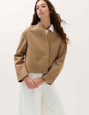 Textured Wrap Collar Short Jacket