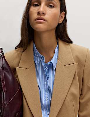 Twill Tailored Cinched Waist Blazer