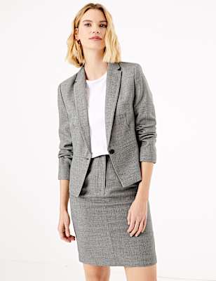 Tailored Checked Single Breasted Blazer