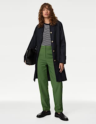 Cotton Blend Slim Fit Ankle Grazer Trousers