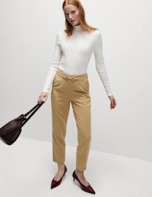 Buckle Detail Straight Leg Trousers