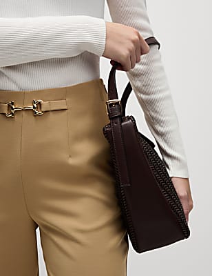 Buckle Detail Straight Leg Trousers