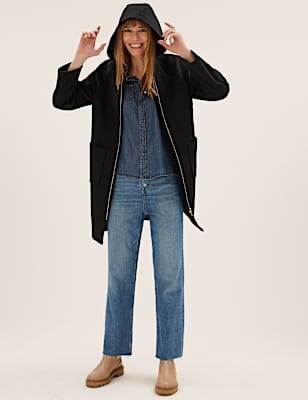 Wool Blend Hooded Coat