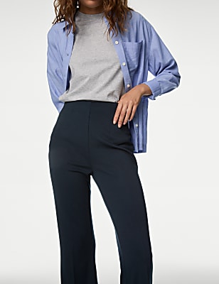 Jersey Elasticated Waist Flared Trousers