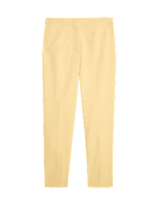 Cotton Blend Slim Fit Ankle Grazer Trousers