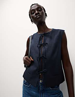 Linen Rich Tie Front Waistcoat