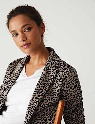 Jersey Relaxed Leopard Print Blazer