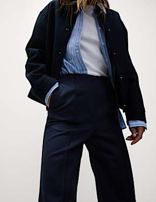 Jersey Twill Straight Leg Ankle Grazer Trousers