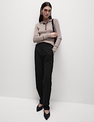 Woven Straight Leg Trousers with Stretch