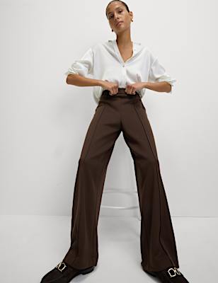 Jersey Elasticated Waist Wide Leg Trousers