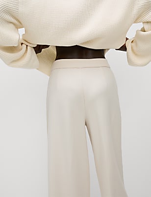 Jersey Elasticated Waist Wide Leg Trousers