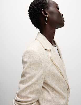 Linen Rich Melange Frayed Edge Blazer