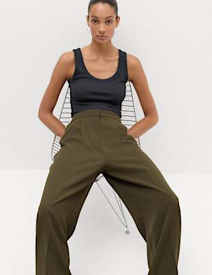 Pleated Wide Leg Trousers