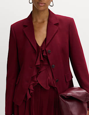 Wool Look Tailored Revere Cropped Blazer