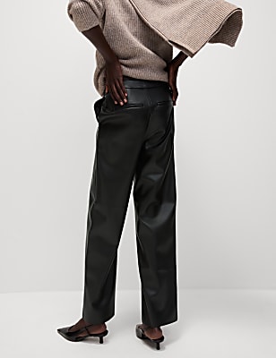 Leather Look Straight Leg Trousers