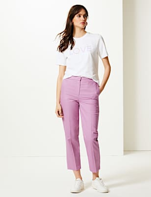 Linen Rich Straight Ankle Grazer Trousers