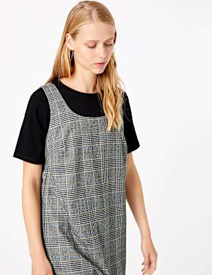 Checked Midi Pinafore Dress