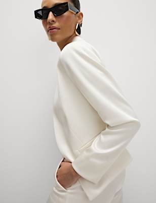 Satin Collarless Blazer