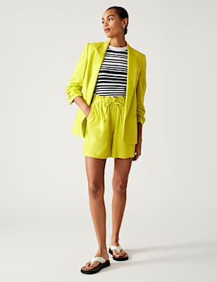 Linen Blend High Waisted Shorts