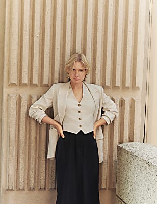 Linen Blend Tailored Waistcoat