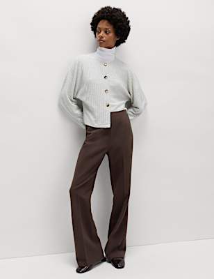 Slim Side Zip Flared Trousers
