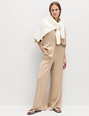 Satin Crinkle Palazzo Trousers