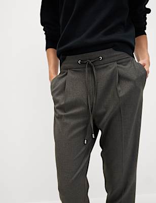 Drawstring Tapered Ankle Grazer Trousers