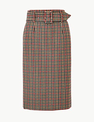 Gingham&nbsp;Pencil Skirt