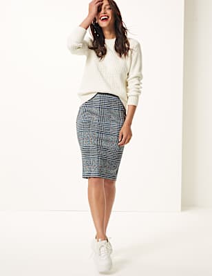 Checked Pencil Skirt