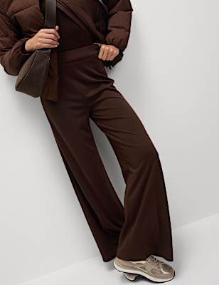 Jersey Wide Leg Trousers with Stretch