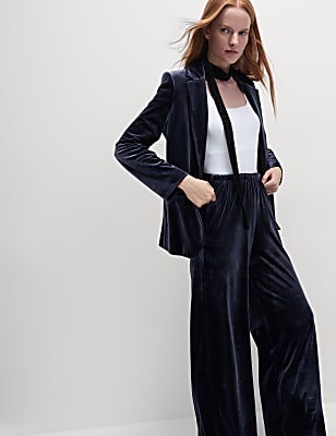 Velvet Elasticated Waist Wide Leg Trousers