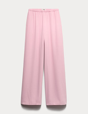Crepe Elasticated Waist Wide Leg Trousers
