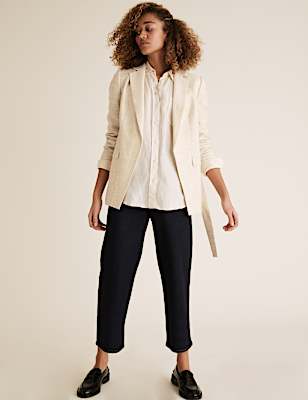 Linen Rich Relaxed Belted Blazer