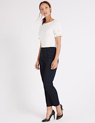 Slim Leg Flat Front Trousers