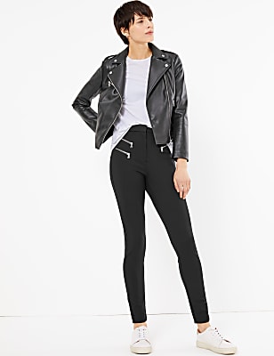 Zipped Pocket Skinny Leg Trousers