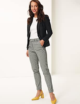 Mia Slim Checked Ankle Grazer Trousers
