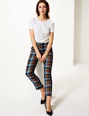 Mia Checked Slim Ankle Grazer Trousers