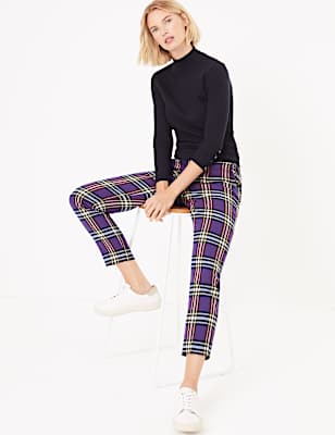 Mia Checked Slim Ankle Grazer Trousers