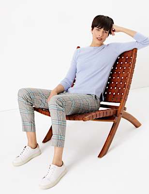 Mia Checked Slim Ankle Grazer Trousers